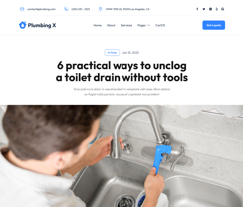 Blog Post - Plumbing X Webflow Template