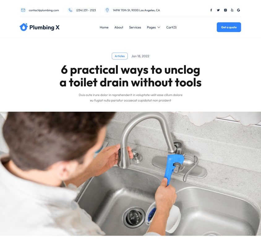 Blog Post - Plumbing X Webflow Template