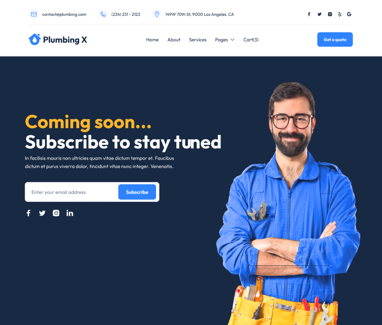 Coming Soon - Plumbing X Webflow Template