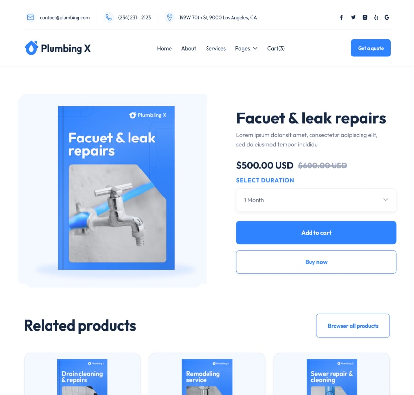 Package Single - Plumbing X Webflow Template