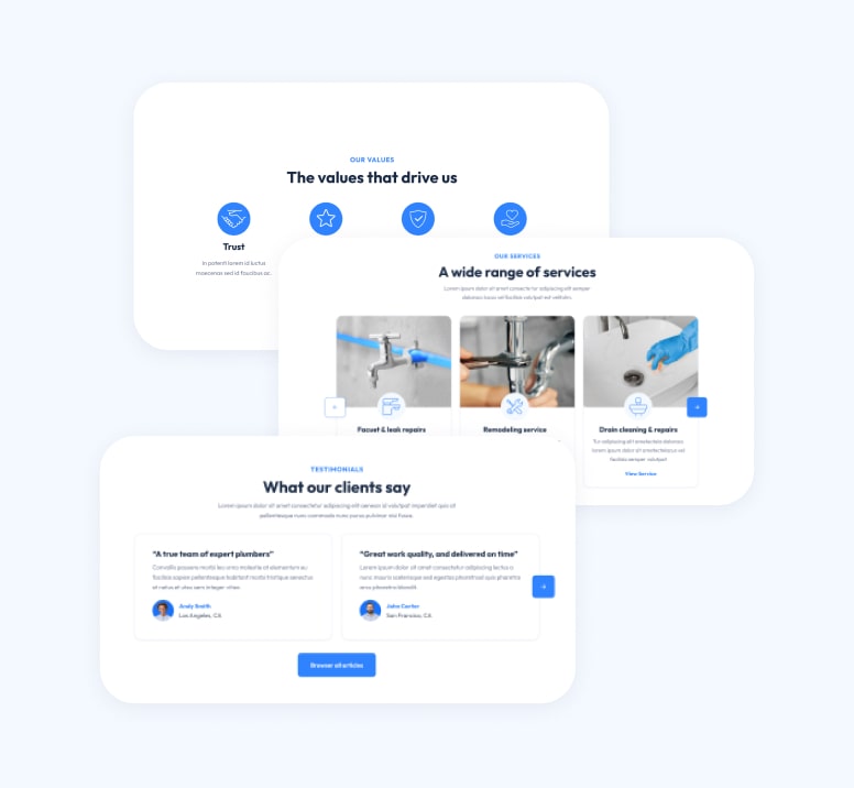 Sections - Plumbing X Webflow Template